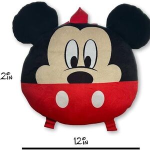 NWOT DISNEY Mickey Mouse Plush Backpack with Red Straps and Zipper Pocket CUTE